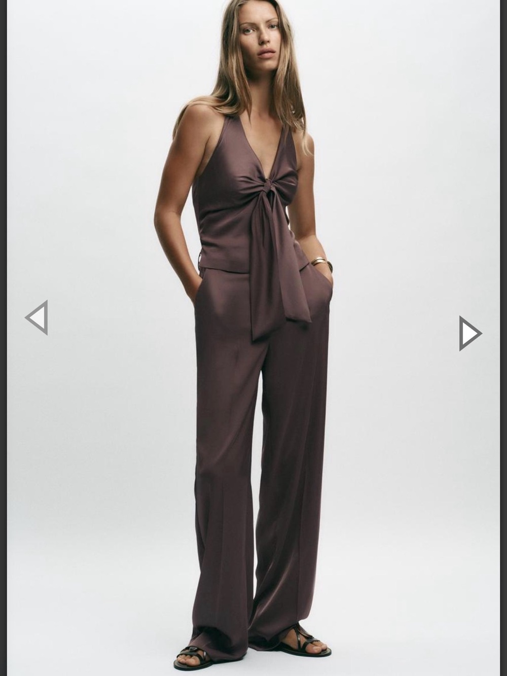 Zara Plum Knot-Front Sleeveless Jumpsuit